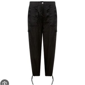 DKNY Black Satin Cargo Silky Joggers Size 14